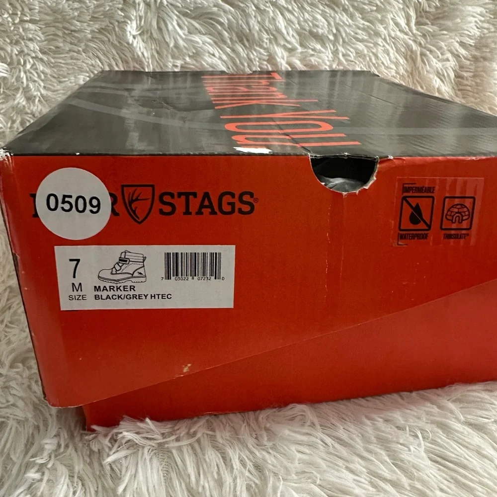 Deer Stags Marker Black Waterproof Boots - Big Kids' Size 7 - NWT